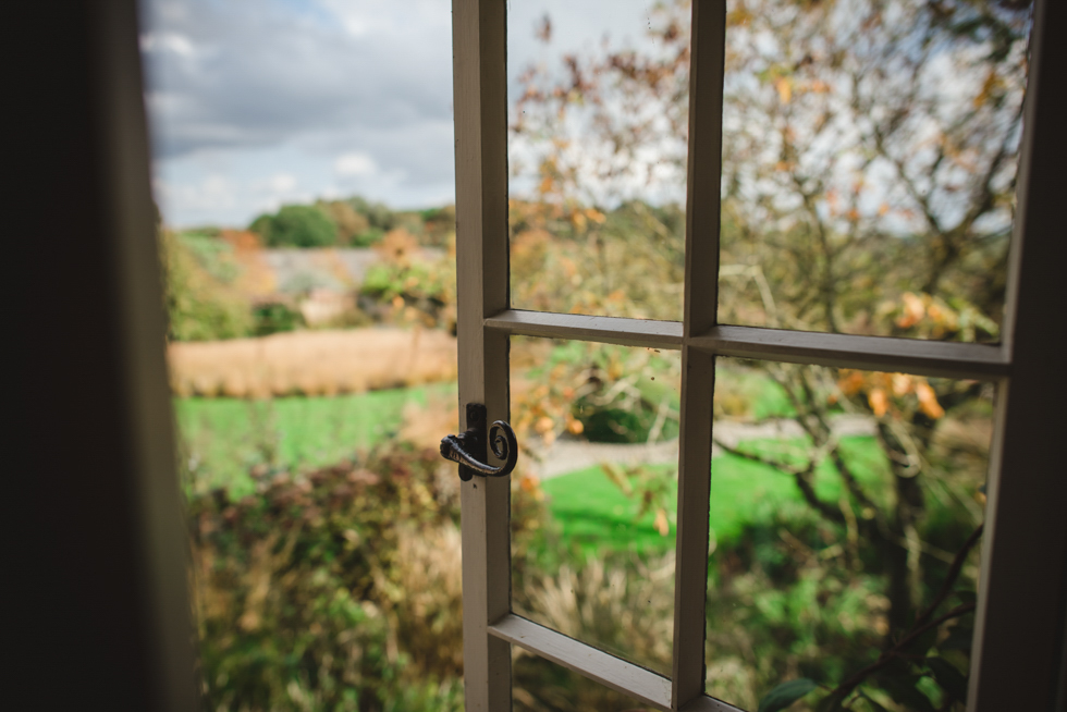 view out the window at bury court barn